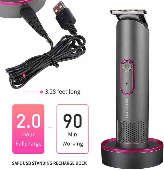 PRITECH PR-2888 Professional Hair Clipper Kit - USB Rechargeable, 600mAh Battery, IPX6 Waterproof Grooming Set Finishing Touch Body Hair And Beauty Supplies