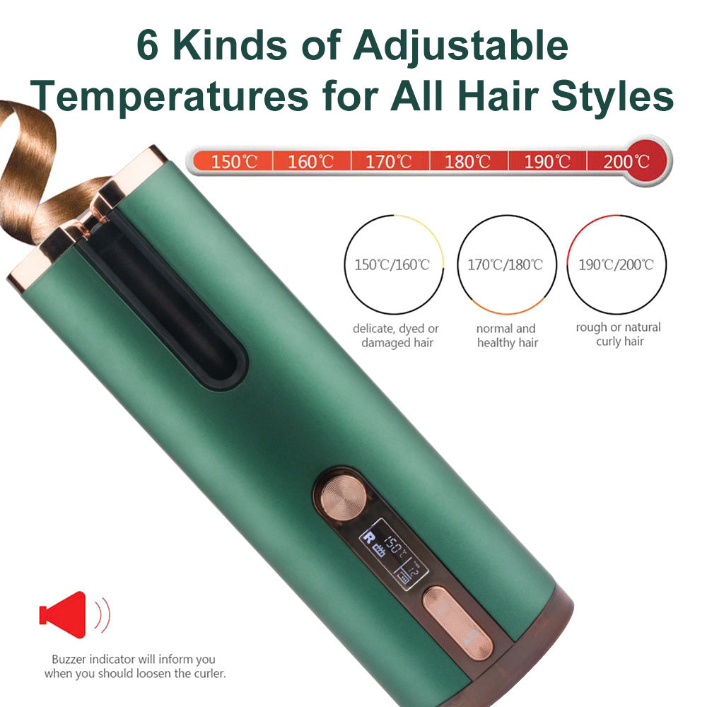 Cordless Automatic Hair Curler with Adjustable Temperature - Black Finishing Touch Body Hair And Beauty Supplies