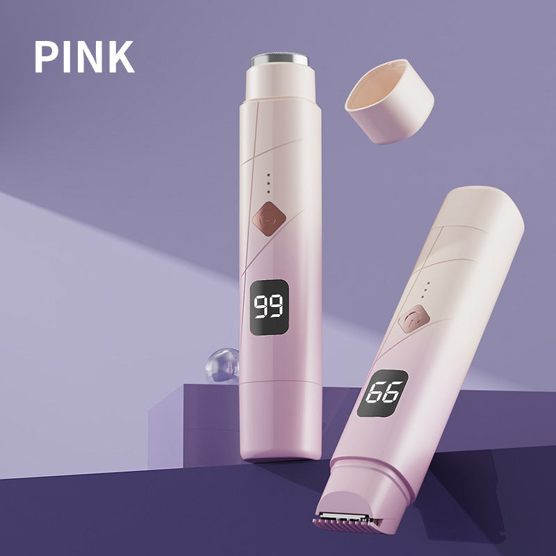 Gradient Pink Double-Headed Hair Removal Trimmer - Precision Shaving & Shortening with Type-C Charging Finishing Touch Body Hair And Beauty Supplies
