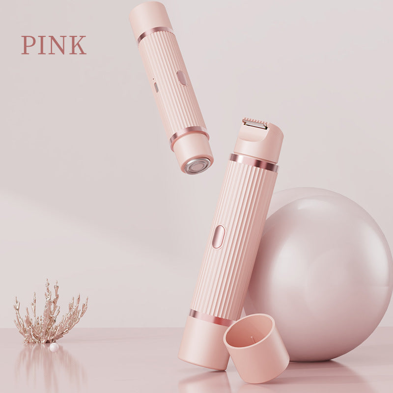 Pink Women’s Double-Headed Electric Shaver - Painless Hair Remover & Trimmer Finishing Touch Body Hair And Beauty Supplies