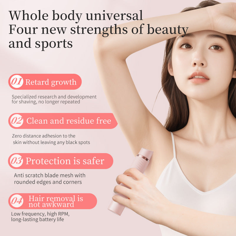 Pink Women’s Double-Headed Electric Shaver - Painless Hair Remover & Trimmer Finishing Touch Body Hair And Beauty Supplies