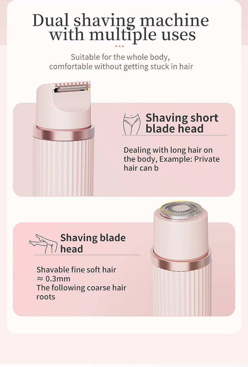 Pink Women’s Double-Headed Electric Shaver - Painless Hair Remover & Trimmer Finishing Touch Body Hair And Beauty Supplies