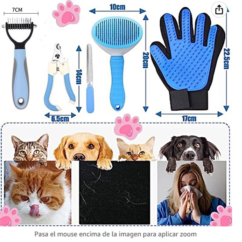 Pink 5-Piece Pet Grooming Kit - Cat & Dog Brushes, Nail Clippers & More Finishing Touch Body Hair And Beauty Supplies
