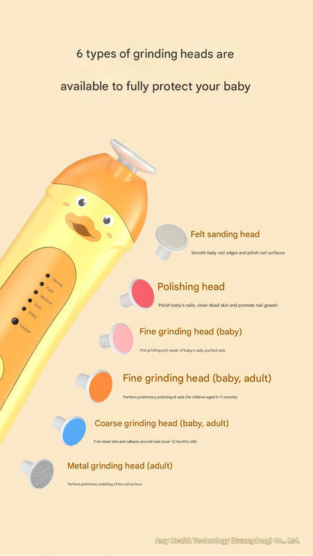Baby & Adult Electric Nail Trimmer Kit - 6 Heads, 5 Speeds, 360deg Rotation, with Storage Case(Orange) Finishing Touch Body Hair And Beauty Supplies