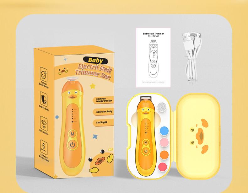 Baby & Adult Electric Nail Trimmer Kit - 6 Heads, 5 Speeds, 360deg Rotation, with Storage Case(Orange) Finishing Touch Body Hair And Beauty Supplies