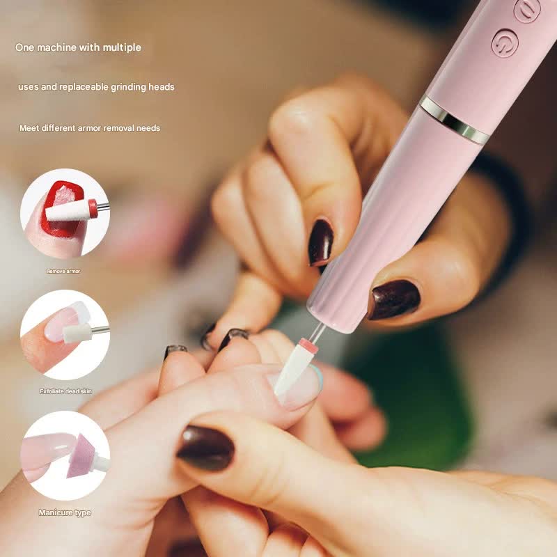 Portable Electric Nail Drill Machine Kit - 18000 RPM, 5-Speed, USB-C Rechargeable with LED Display(Green) Finishing Touch Body Hair And Beauty Supplies