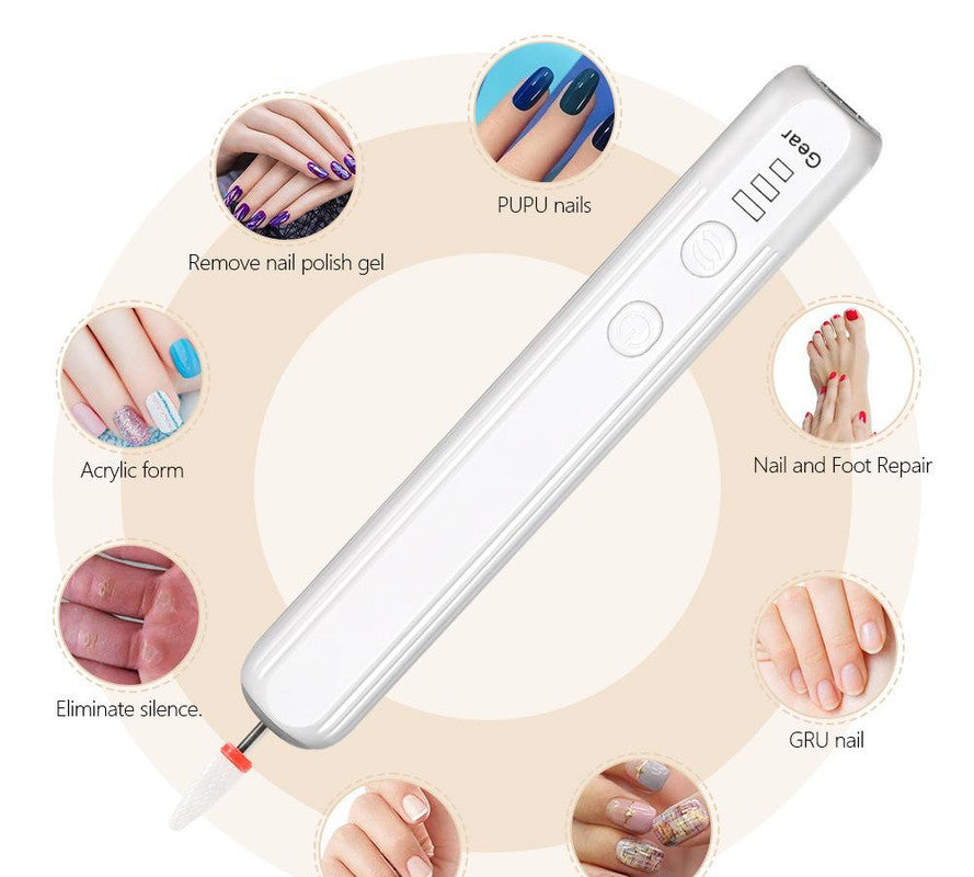 Portable Electric Nail Drill Pen Kit - USB-C Rechargeable, 3-Speed, High Torque, Low Heat(Pink) Finishing Touch Body Hair And Beauty Supplies