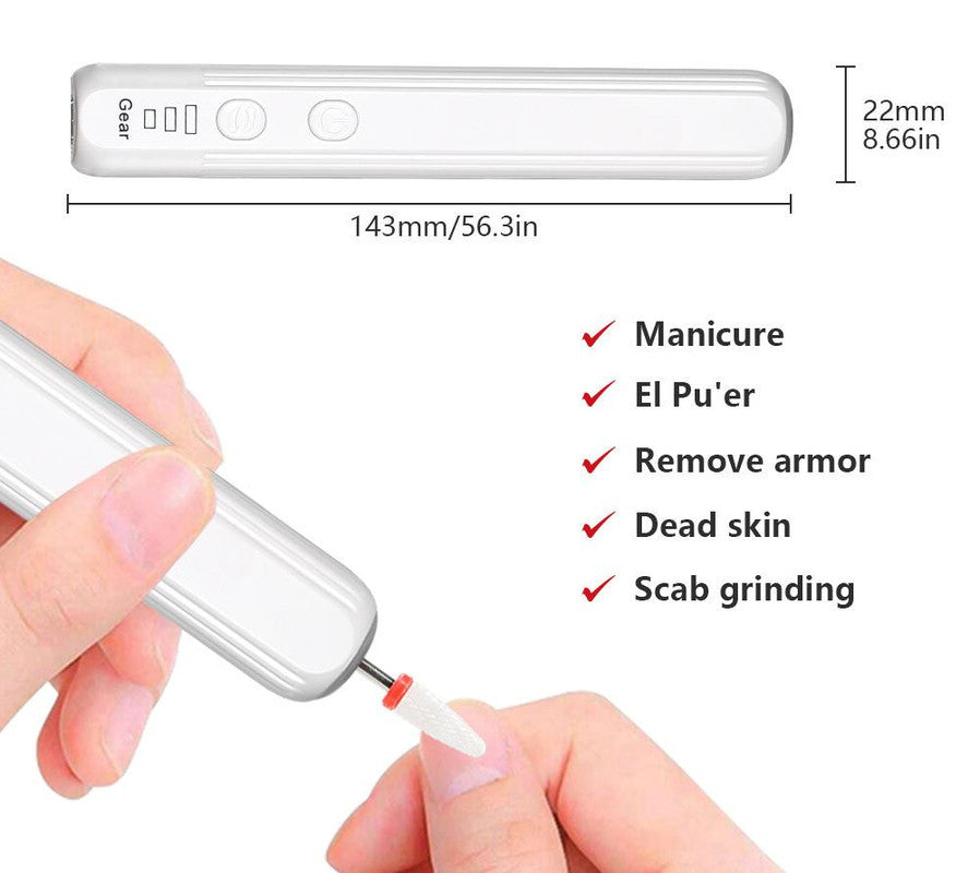 Portable Electric Nail Drill Pen Kit - USB-C Rechargeable, 3-Speed, High Torque, Low Heat(Pink) Finishing Touch Body Hair And Beauty Supplies