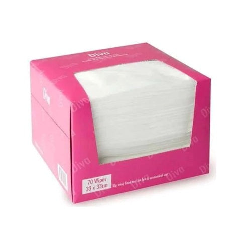 Diva Facial Wipes Large 33CM x 33CM Wipes 70 Pack