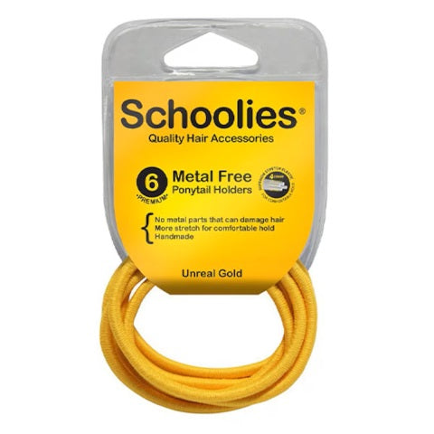 Schoolies Metal Free Ponytail Holders Unreal Gold 6 Pack