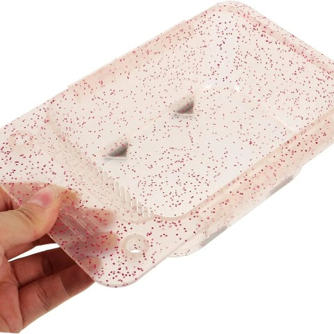 Jeval Tint Bowl Pink Glitter Rectangle Large With Rack Rest Jeval