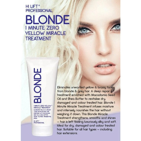 Hi Lift Blonde 1 Minute Zero Yellow Miracle Treatment 200ML Hi Lift