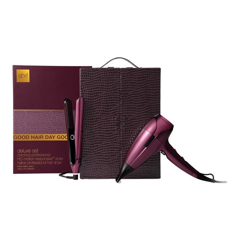 GHD Deluxe Cherry Chic Set Includes HD Motion Styler - Helios Professional Hair Dryer