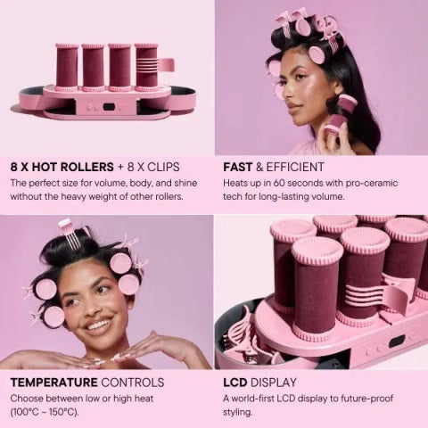 Mermade Hair Digital Hot Rollers 8 Piece Set Pink