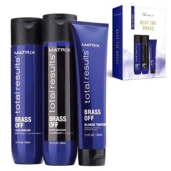 Matrix Total Results Beat The Brass Brass Off Trio Pack Includes Shampoo Conditioner And Treatment Matrix
