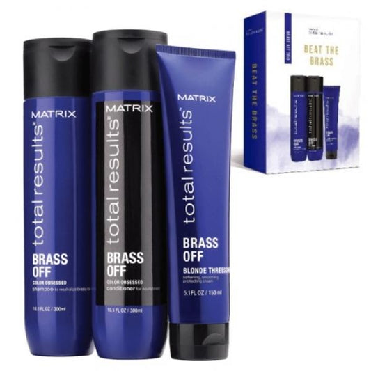 Matrix Total Results Beat The Brass Brass Off Trio Pack Includes Shampoo Conditioner And Treatment Matrix