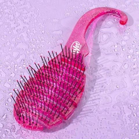 Wet Brush Shower Comb Pink Glitter Detangling Hanging Wet Brush