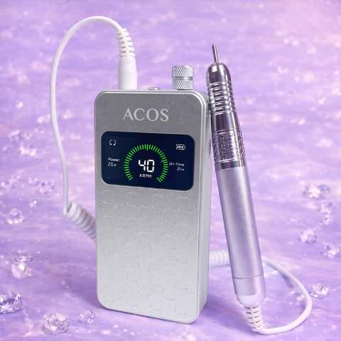 Acos Silver Premium Ultra Smooth Portable Brushless Rechargeable Nail Drill Acos