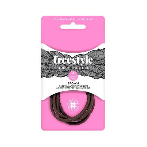 Freestyle Gliders Ponytail Holders Thin Metal Free Brown Four Pieces