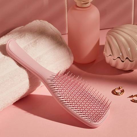 Tangle Teezer Pink Straight Curly Professional Detangling Hair Brush Wet With Handle