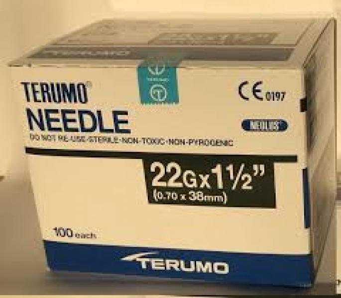 Terumo Needle 22G x 1.5" Or 0.7MM x 38MM Box Of 100 Terumo