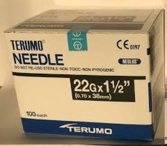 Terumo Needle 22G x 1.5" Or 0.7MM x 38MM Box Of 100 Terumo