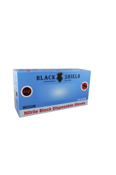 Gloves Black Shield Nitrile Medium 100 Box Black Sheild