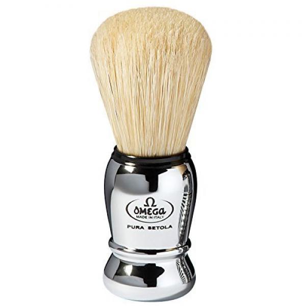 Omega Chrome Large Handle Shaving Brush 100 Percent Pure Bristle Omega