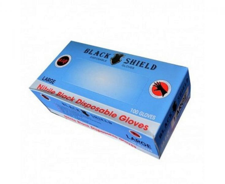 Gloves Black Shield Nitrile Large 100 Box Black Sheild