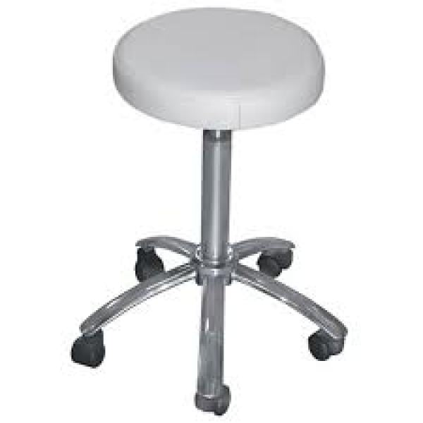 Beauty Stool White Chrome Base. Aqua