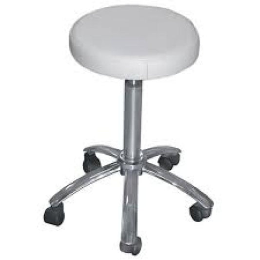Beauty Stool White Chrome Base. Aqua
