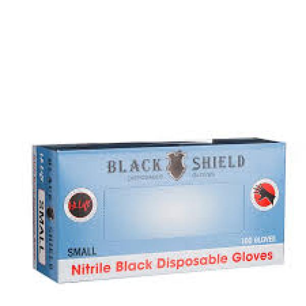 Gloves Black Shield Nitrile Small 100 Box Black Sheild