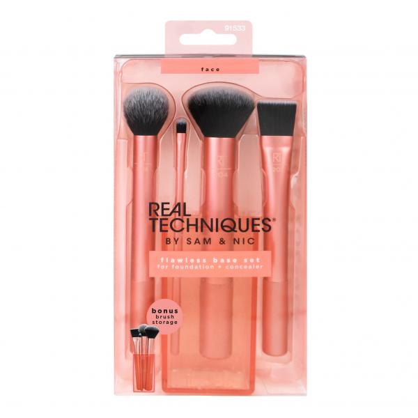 Real Techniques RT 91533 Flawless Base Brush Set Four Pieces With Holder Real Techniques