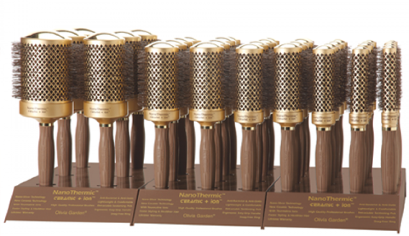 Olivia Garden Gold Nano Thermic Ceramic Ion Round Brush Display 18 Peice Olivia Garden