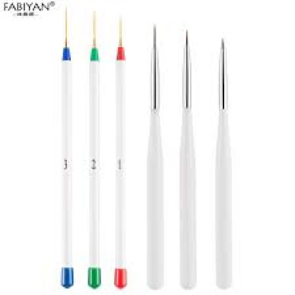 Gel Brush Set Of Six Assorted Brushes With Clear Silver Sparkling Handles Finishing Touch Body Hair And Beauty Supplies