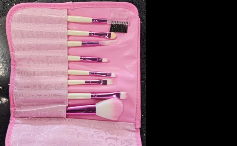 Georgia Ella Cosmetics Make Up Brush Kit Compact Travel Pink Eight Pieces Georgia Ella Cosmetics
