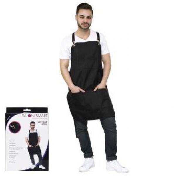 Salon Smart Vintage Apron Black Adjustable Cross Over Back Straps With Clips Salon Smart