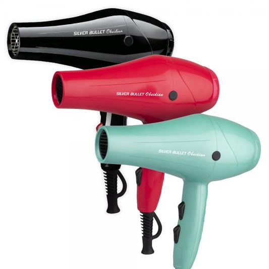 Silver Bullet Obsidian Dryer 2000 Watts 3 Speed 2 Heats Black Or Aqua Or Watermelon Silver Bullet