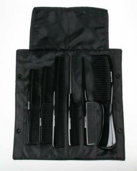 Denman Comb Set Precision Six Piece In Black Soft Filled Wallet Denman