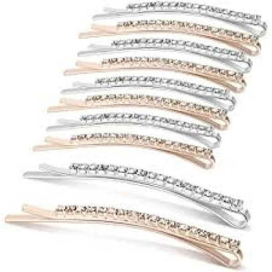 Large Single Crystal Hair Pin Silver Six Pack UE2057V. Symoon