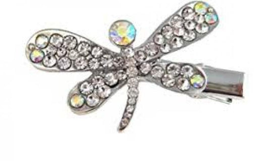 Dragon Fly Hair Pin Silver Crystal Six Pack UEO124R Symoon