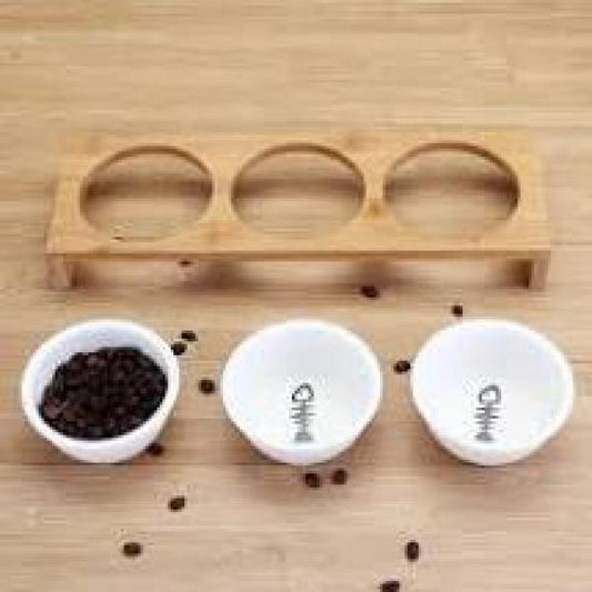 Indiana Dappin Dishes By Three Ceramic Bowls On Wooden Display Platform Indiana Nails