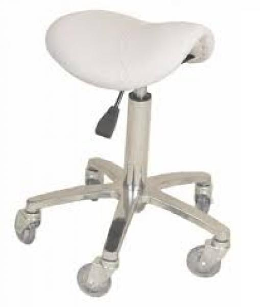 Saddle Stool White Chrome Base