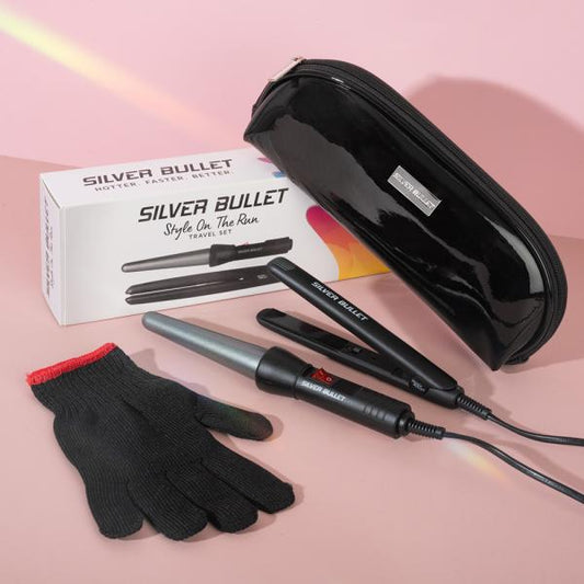 Silver Bullet Style On The Run Travel Set Includes Tong Iron Glove Bag