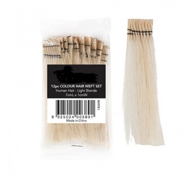 Humane Hair Weft Set For Color Processing And Training Light Blonde 12 Piece L 7CM x W 1CM