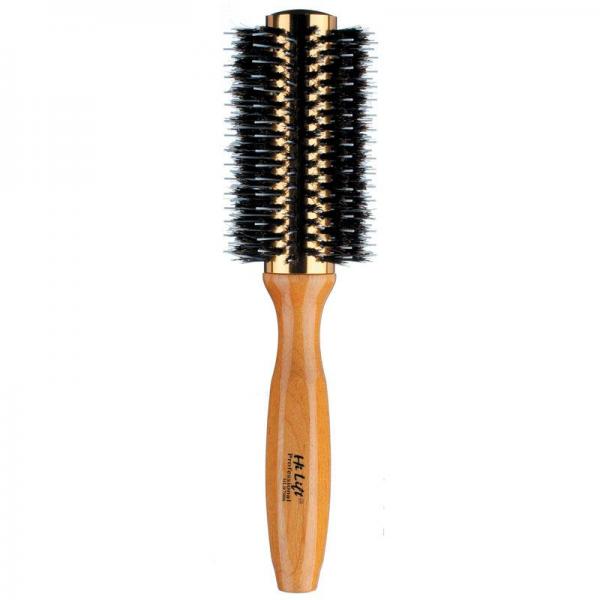 Hilift Round Porcupine 14 Row Ceramic Brush With Wooden Handle