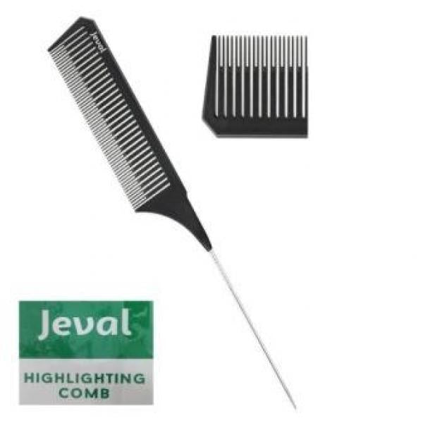 Jeval Highlighting Tinting Comb Black Stainless Steel Tail Jeval