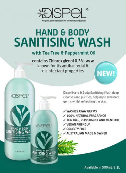 Natural Look Dispel Hand And Body Sanitising Wash With Tea Tree & Peppermint Oils 500ML Duispel
