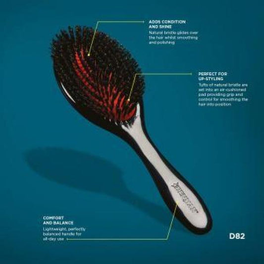 Denman D82M Natural Bristle Medium Cushion Finisher Brush