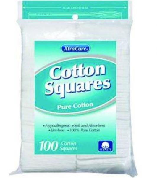 Xtra Care Cosmetic Pads Square 100% Pure Cotton 100 Pads Per Pack Indiana Nails